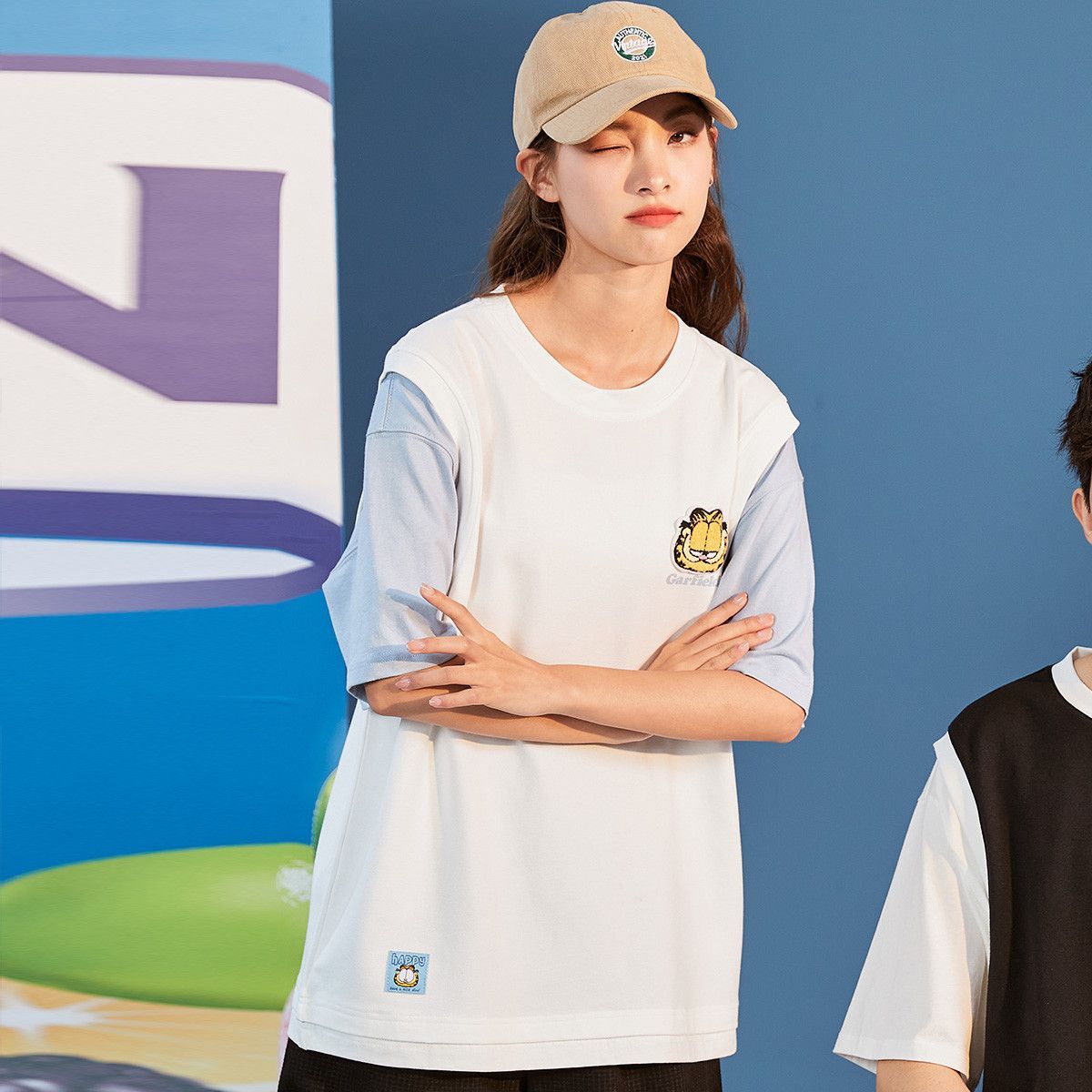 男女兼用 配色 半袖 Tシャツ C-50058
