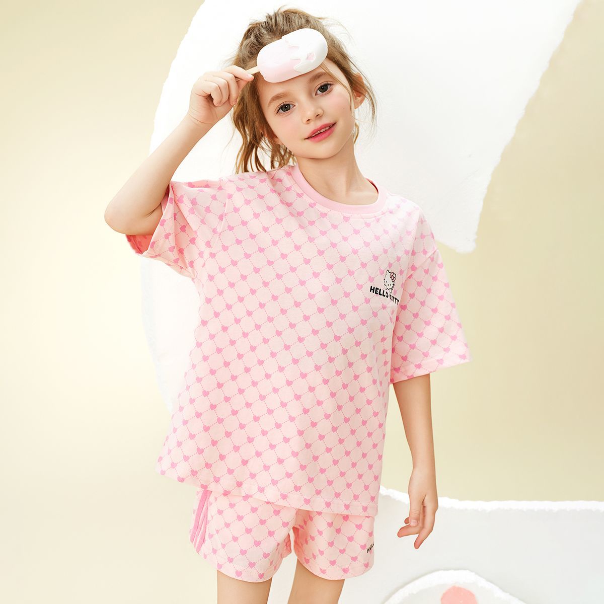 カジュアル派 総柄 半袖 トップス+ショーツ 子供服 セットアップ n-110