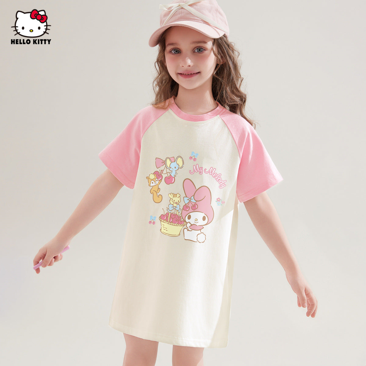 夏さらさら 配色 切り替え プリント ロング Tシャツ n-336