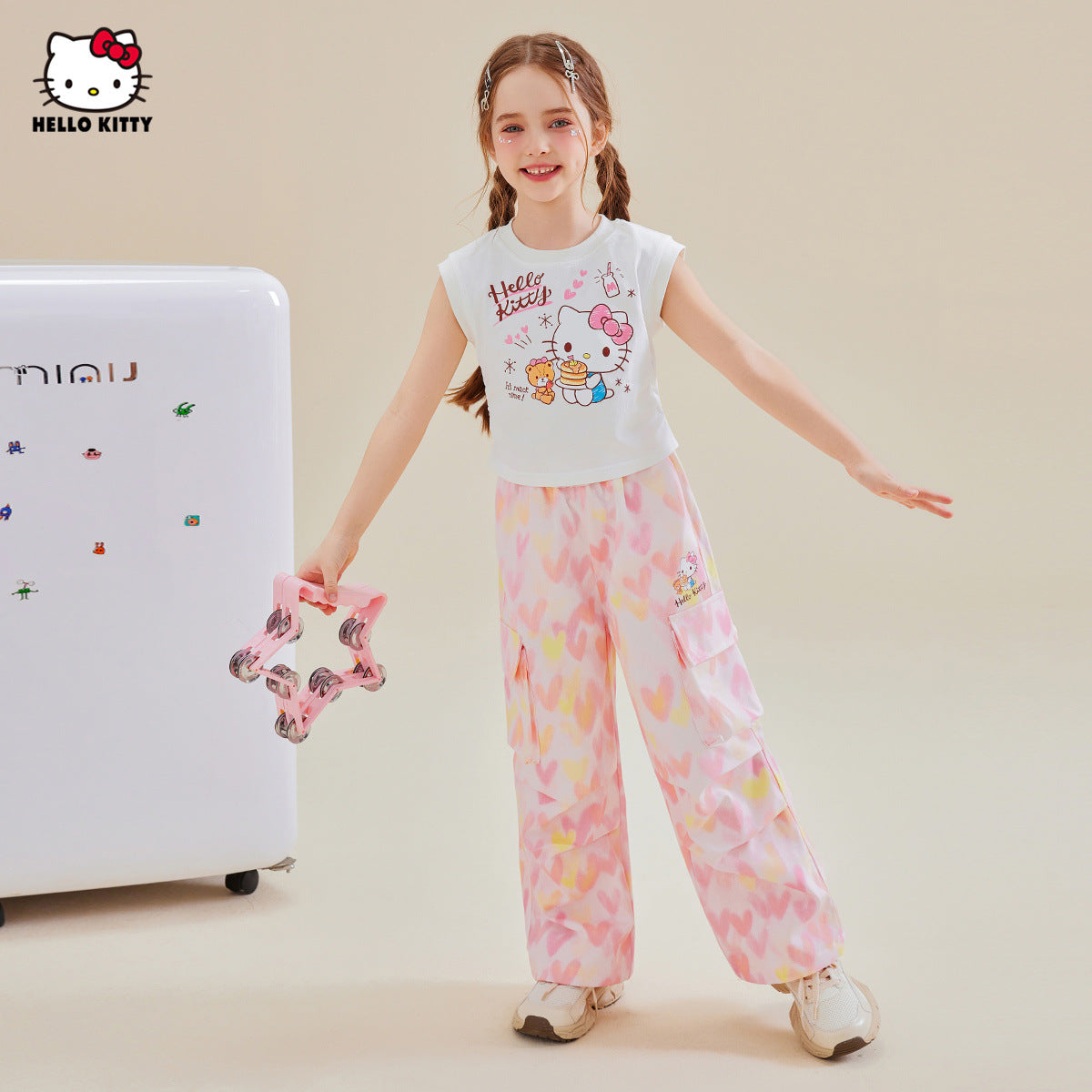 夏カジュアル かわいい プリント トップス+カジュアルパンツ セットアップ n-331