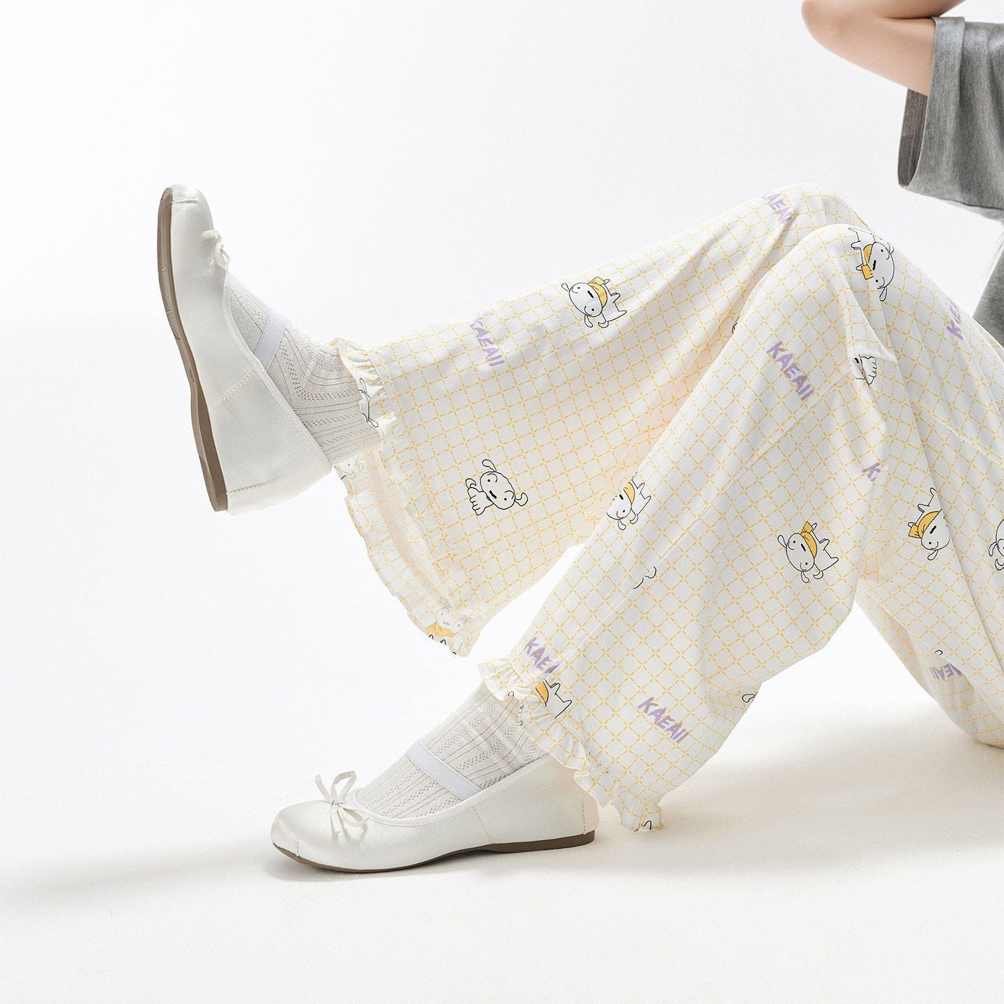肌触りよい プリント パジャマ トップス+ロングパンツ セットアップ C-50013