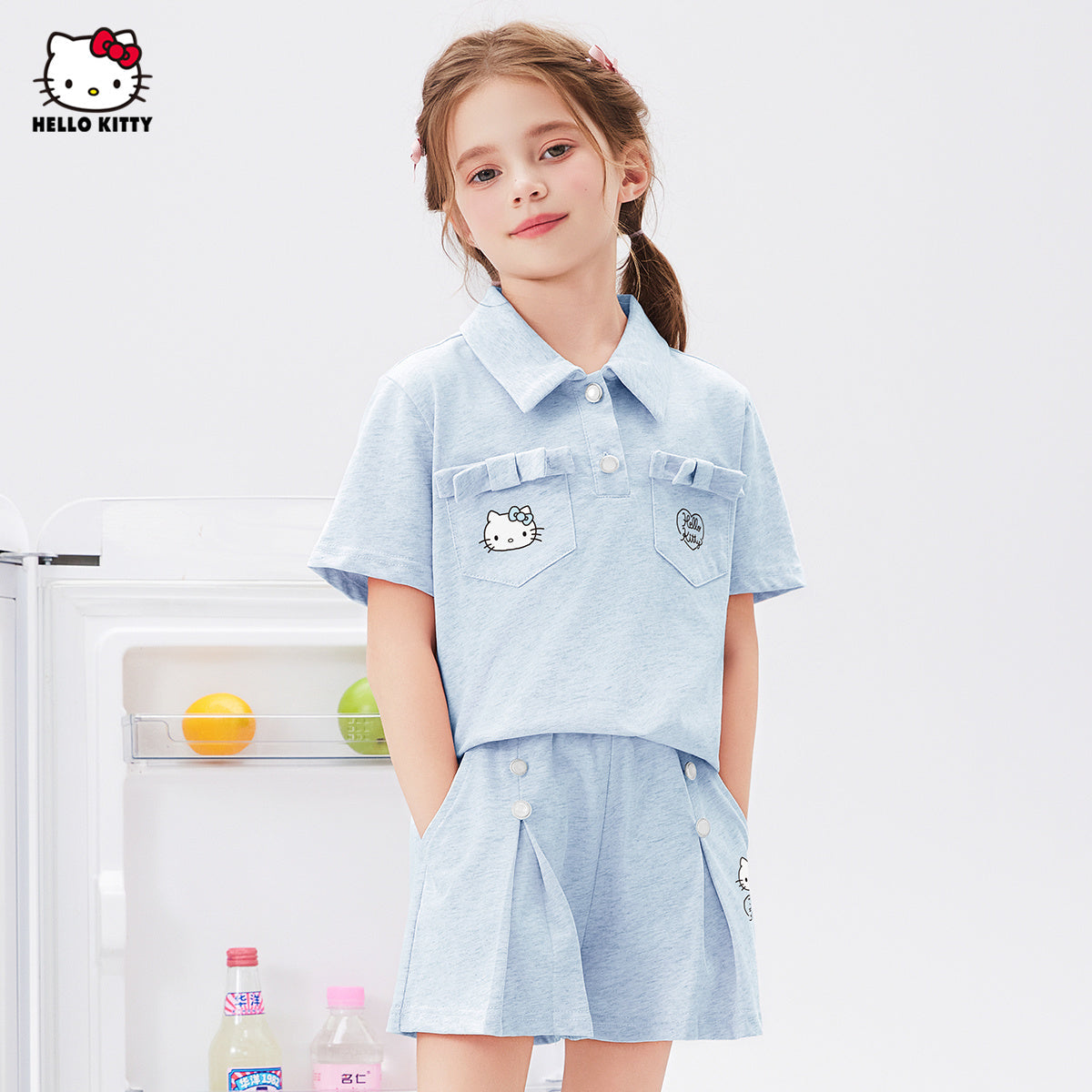 動きやすい 夏用 リボン付き ポロシャツ+ショートパンツ セットアップ n-312