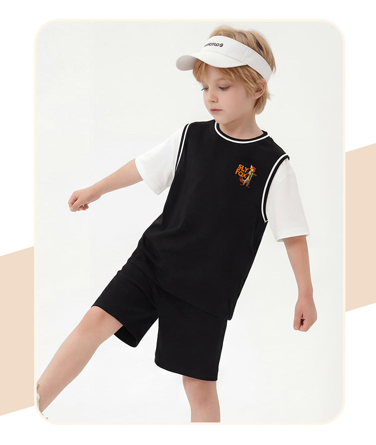 配色 プリント トップス+ショートパンツ セットアップ n-182