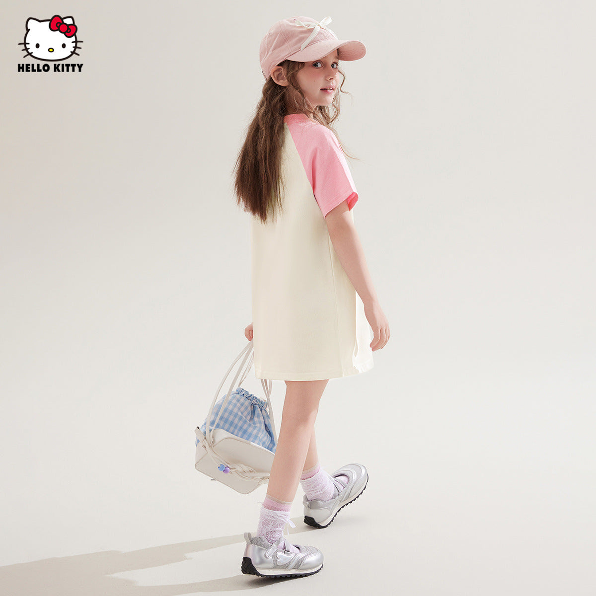 夏さらさら 配色 切り替え プリント ロング Tシャツ n-336