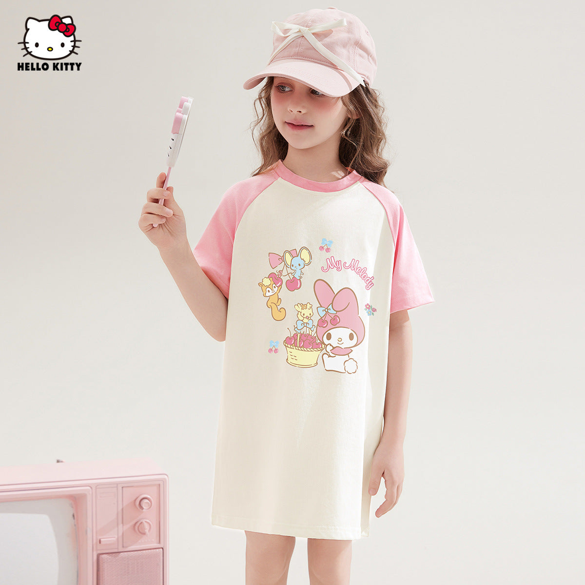 夏さらさら 配色 切り替え プリント ロング Tシャツ n-336