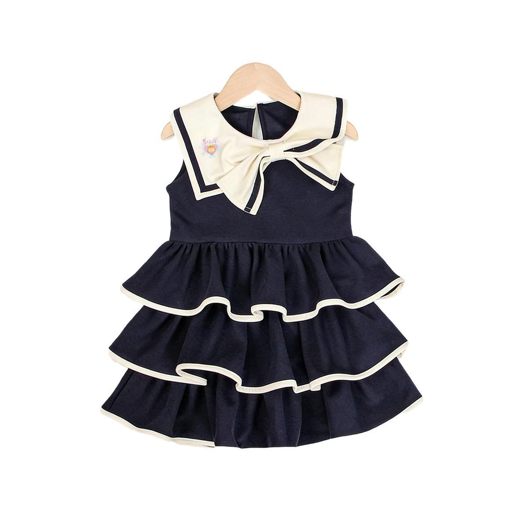 ♡リボン付き マリン襟 濃紺 キッズ 夏服 ワンピース n-317