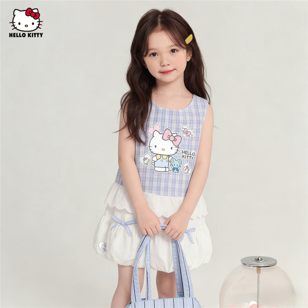 夏にぴったり 水色 チェック柄 可愛い Tシャツ+ショートパンツ セットアップ n-311
