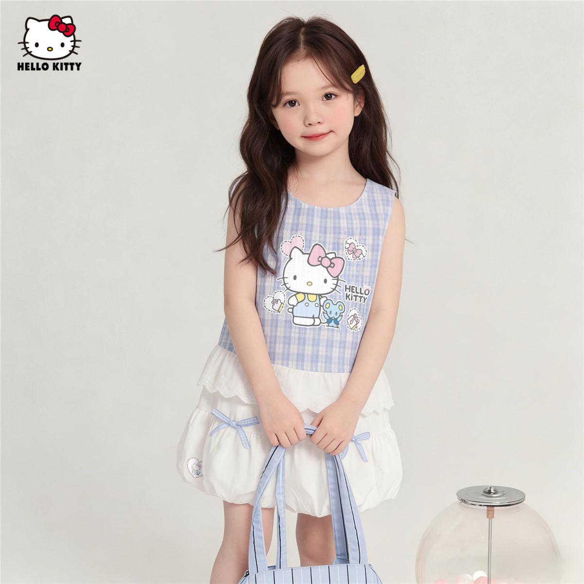 夏にぴったり 水色 チェック柄 可愛い Tシャツ+ショートパンツ セットアップ n-311