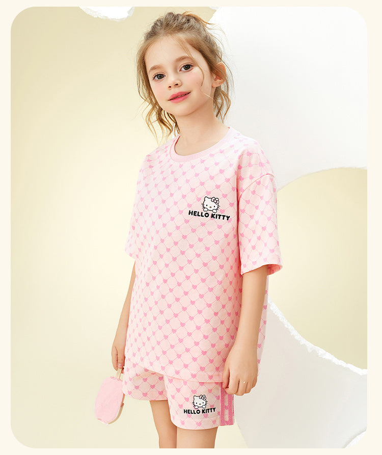 カジュアル派 総柄 半袖 トップス+ショーツ 子供服 セットアップ n-110
