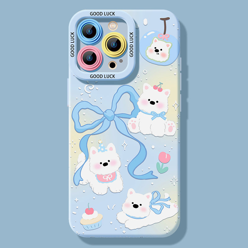 iPhone機種に対応 子犬 柔らかシリコン スマホケース C-80071