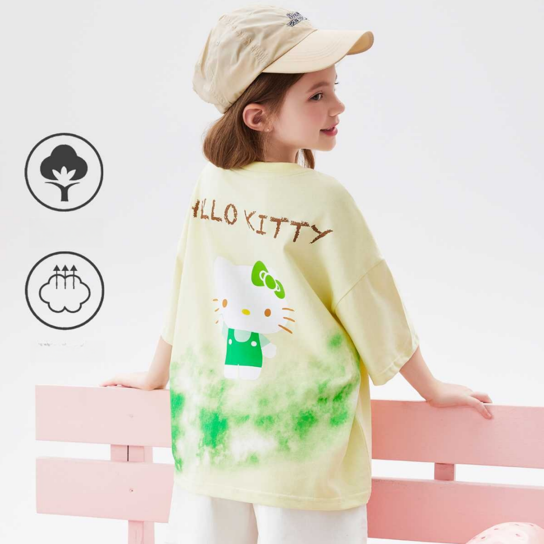 通気性良い 丸首 水染め風 プリント Tシャツ n-113