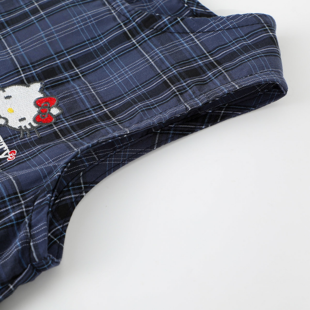 かわいい 刺繡 チェック柄 ワンピース n-125