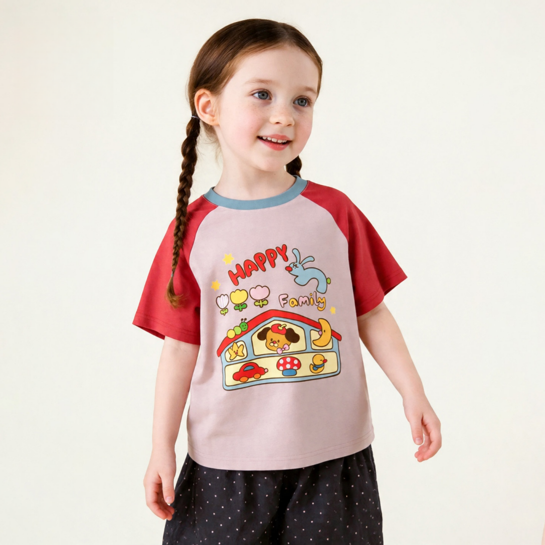 肌に優しい プリント キッズ 半袖 Tシャツ n-229