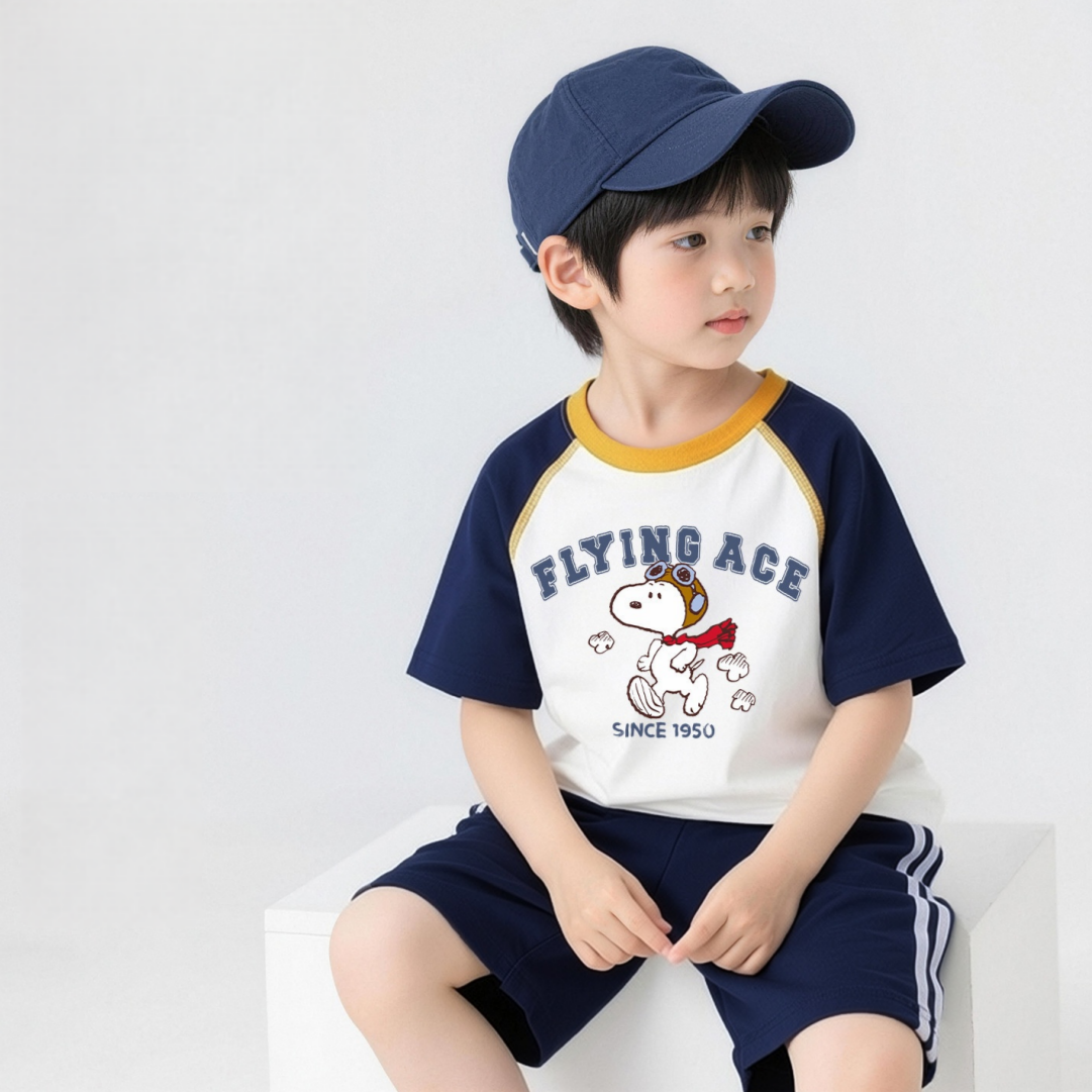 肌に優しい 切り替え Tシャツ+ショーツ セットアップ n-256