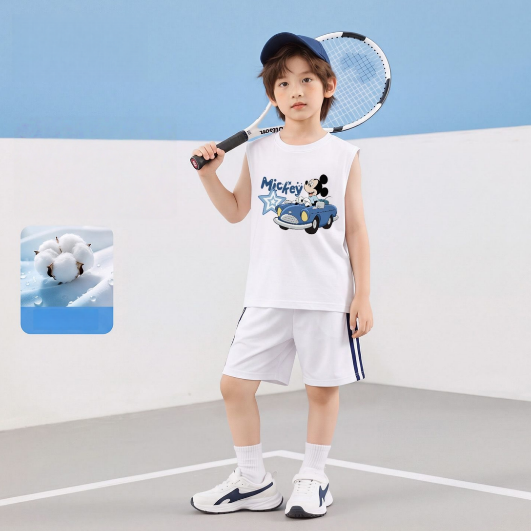 上質綿素材 通気吸汗 夏用 Tシャツ+ショーツ セットアップ n-289
