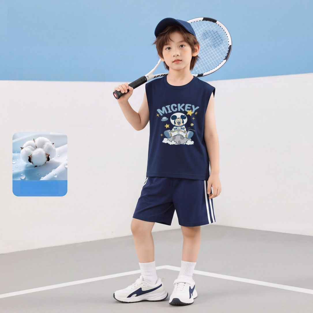 上質綿素材 通気吸汗 夏用 Tシャツ+ショーツ セットアップ n-289