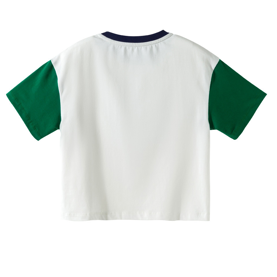 【接触冷感・吸汗通気】冷感アイス綿 切り替え 配色 吸汗通気 Tシャツ n-297