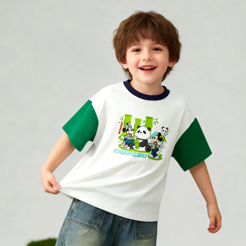 【接触冷感・吸汗通気】冷感アイス綿 切り替え 配色 吸汗通気 Tシャツ n-297