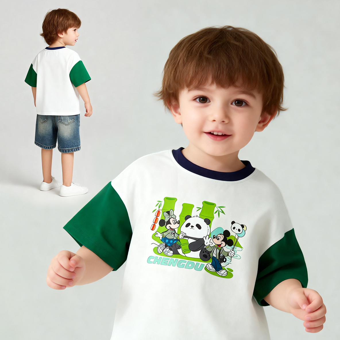 【接触冷感・吸汗通気】冷感アイス綿 切り替え 配色 吸汗通気 Tシャツ n-297