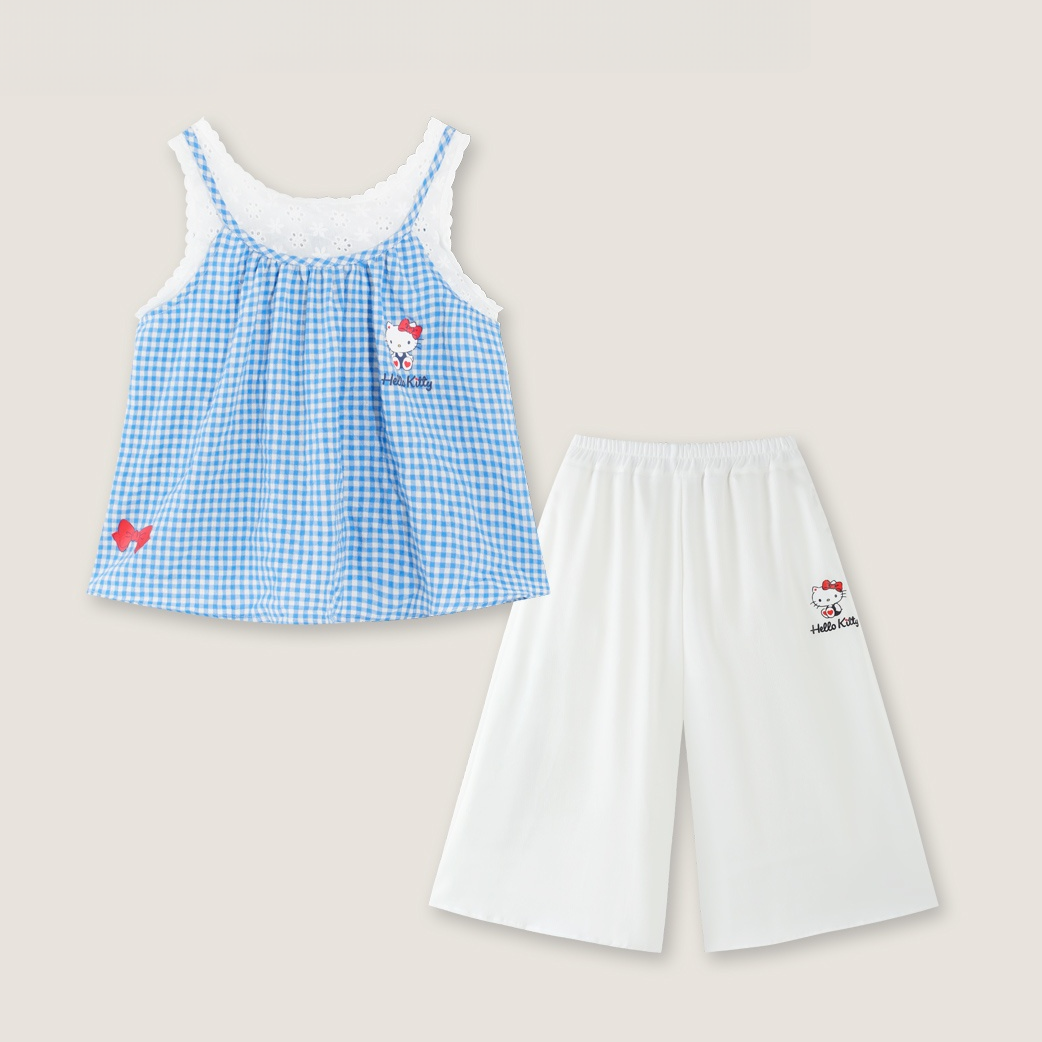 ゆったりシルエット レース 切り替え キャミソール+パンツ セットアップ n-320