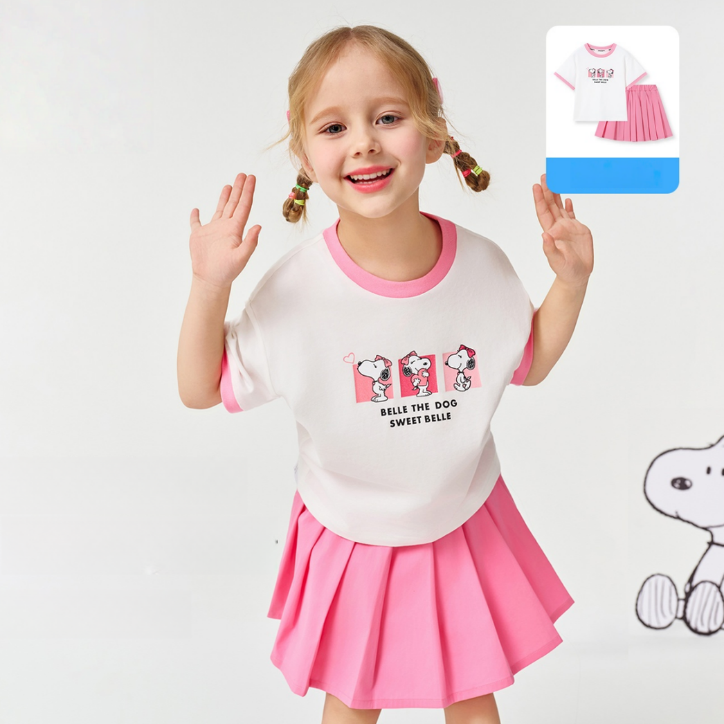 可愛い 肌触りよい さらっと 通気素材 トップス+プリーツ スカート セットアップ n-330