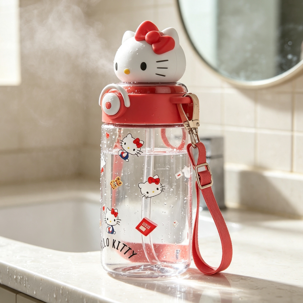 水漏れ防止 ショルダーストラップ付き 650ml 手持ち・肩掛け 水筒 ボトル C-388