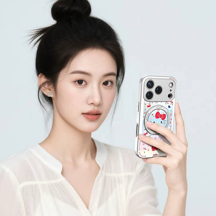 iPhone機種に対応 総柄 360度回転スタンド 磁気吸着 スマホケース C-80014