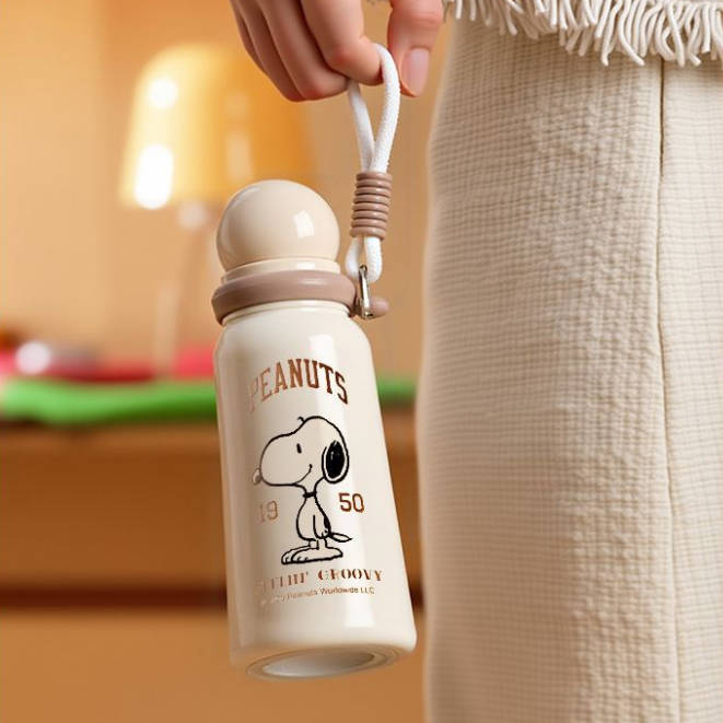 350ml ハンドストラップ付き 軽量 ミニ保温ボトル C-569