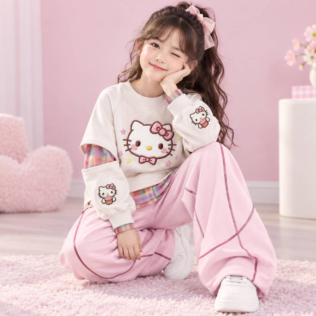 二点セット 韓国風 裏起毛 トレーナー + パンツ セットアップ n-482