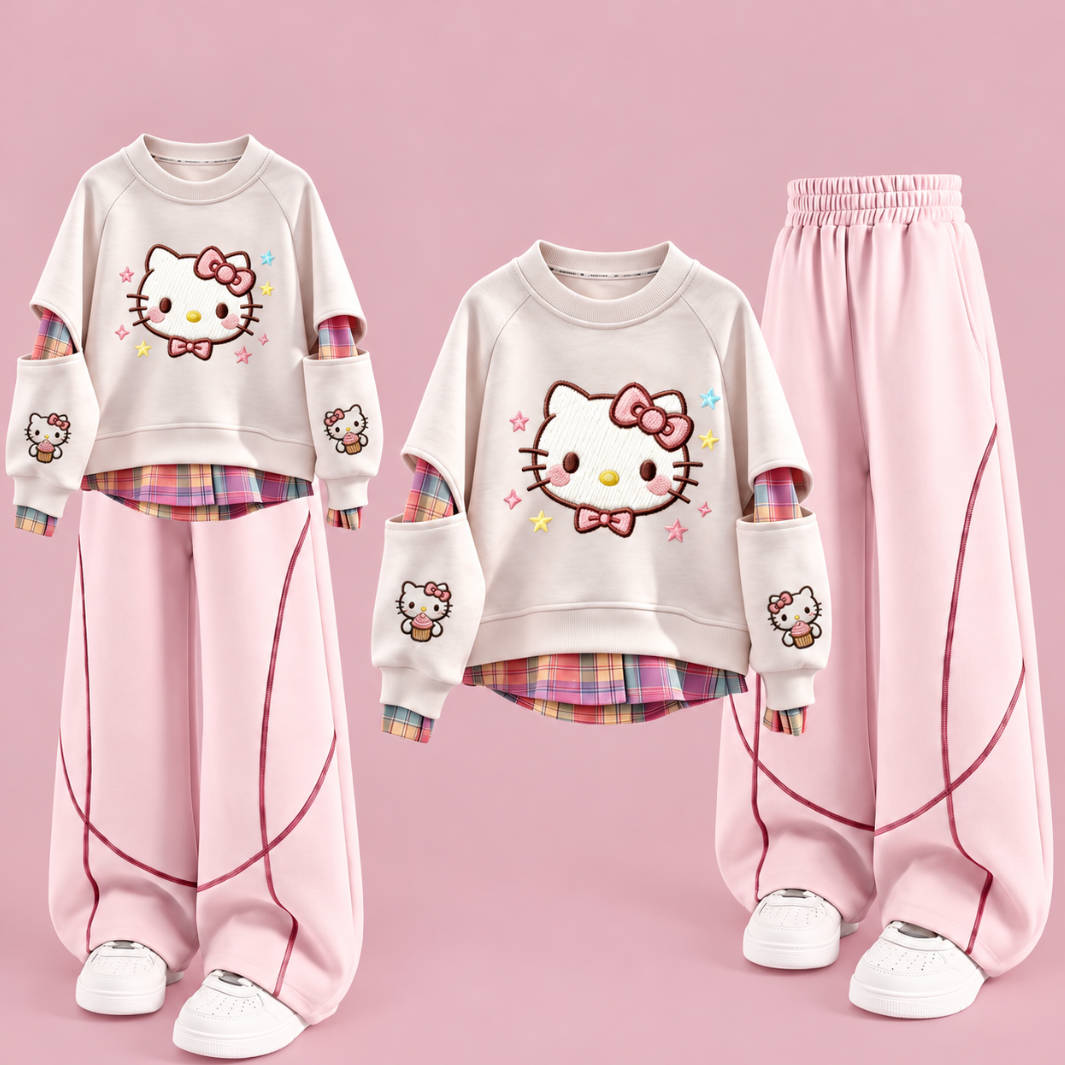 二点セット 韓国風 裏起毛 トレーナー + パンツ セットアップ n-482