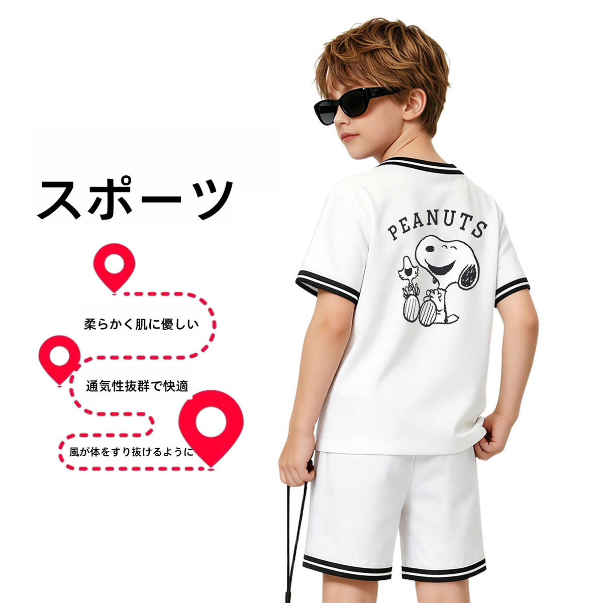 接触冷感 プリント スポーツ トップス+ショートパンツ セットアップ n-179