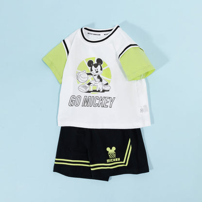 上質綿素材 夏冷感通気  Tシャツ+ショーツ セットアップ n-295