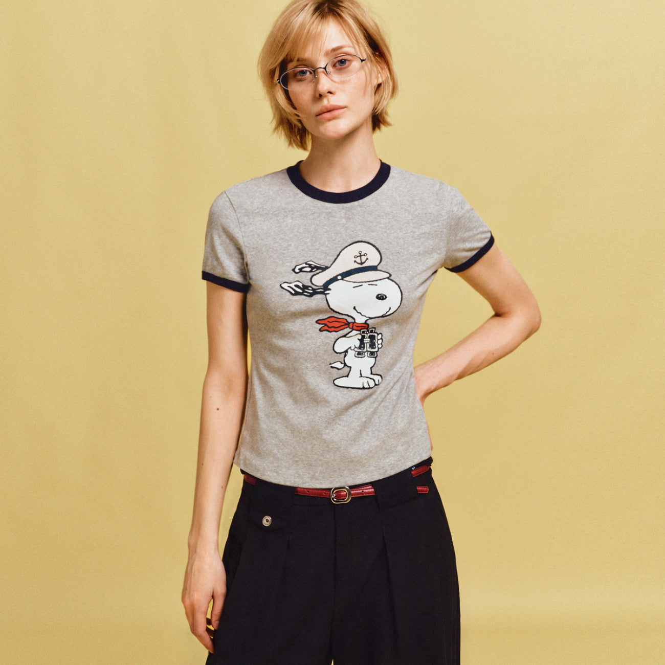 2色展開 着瘦せ プリント Tシャツ C-50042