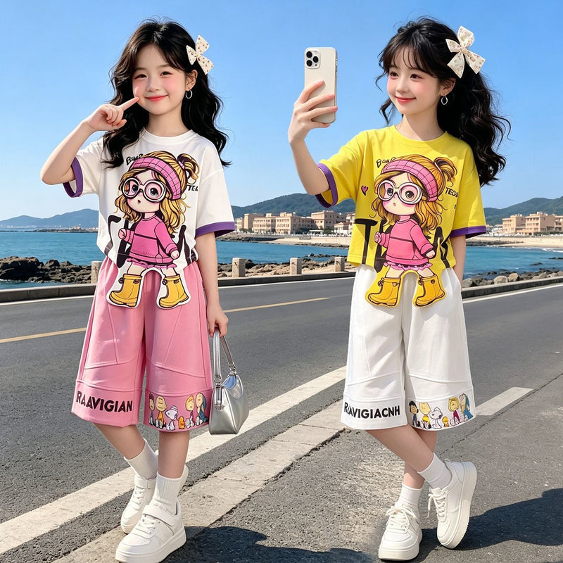 人気トレンド 可愛い プリント トップス+パンツ セットアップ n-219