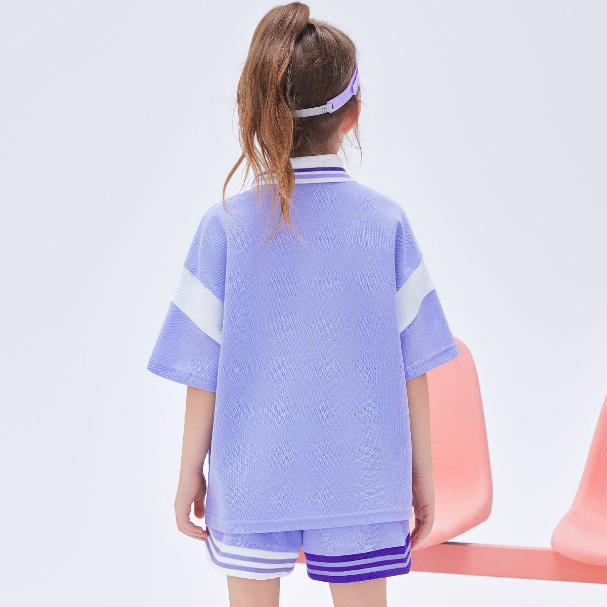 子供用 配色切替 半袖 ポロシャツ+ショーツ セットアップ n-103