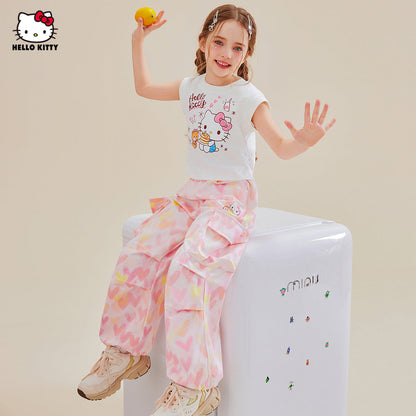 夏カジュアル かわいい プリント トップス+カジュアルパンツ セットアップ n-331