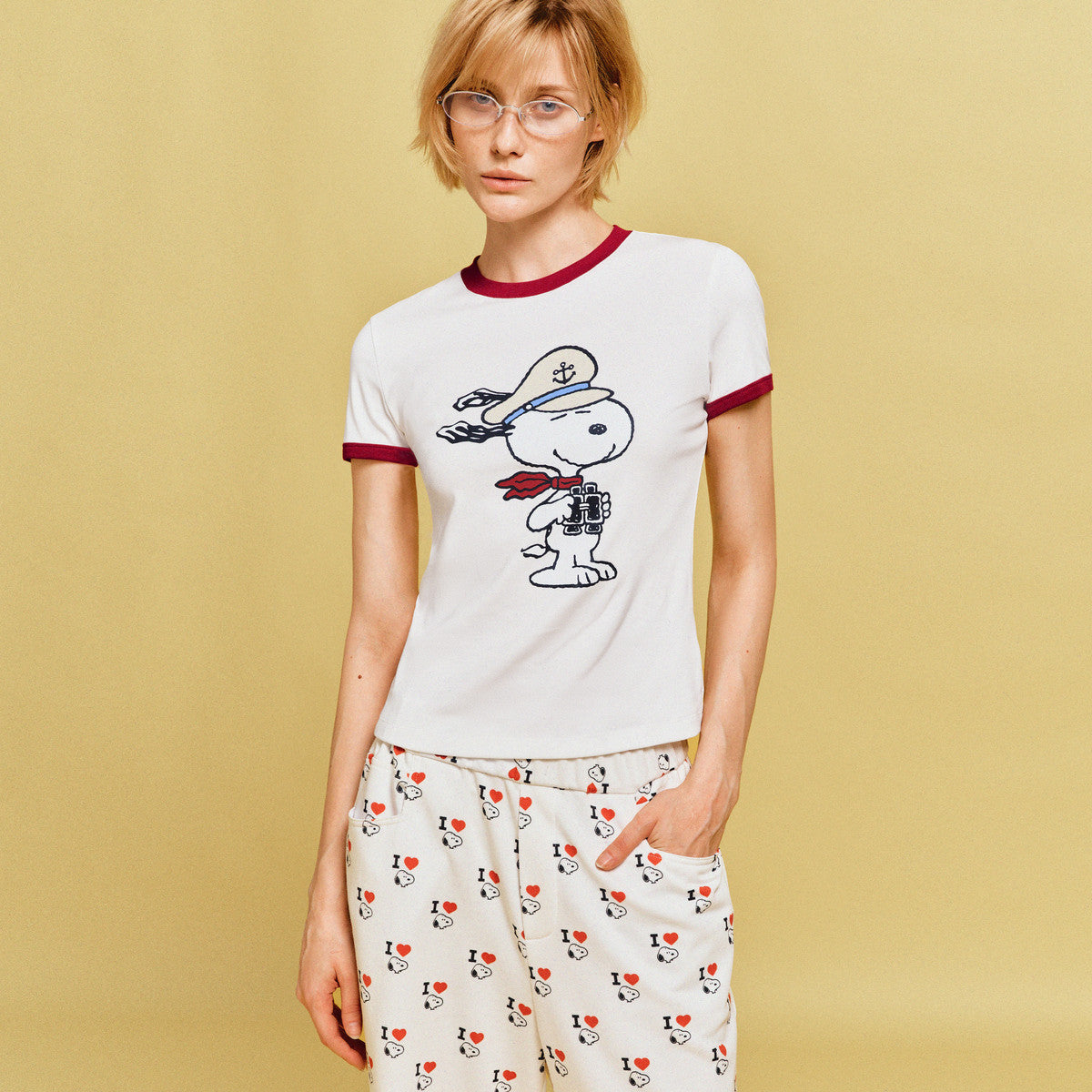 2色展開 着瘦せ プリント Tシャツ C-50042