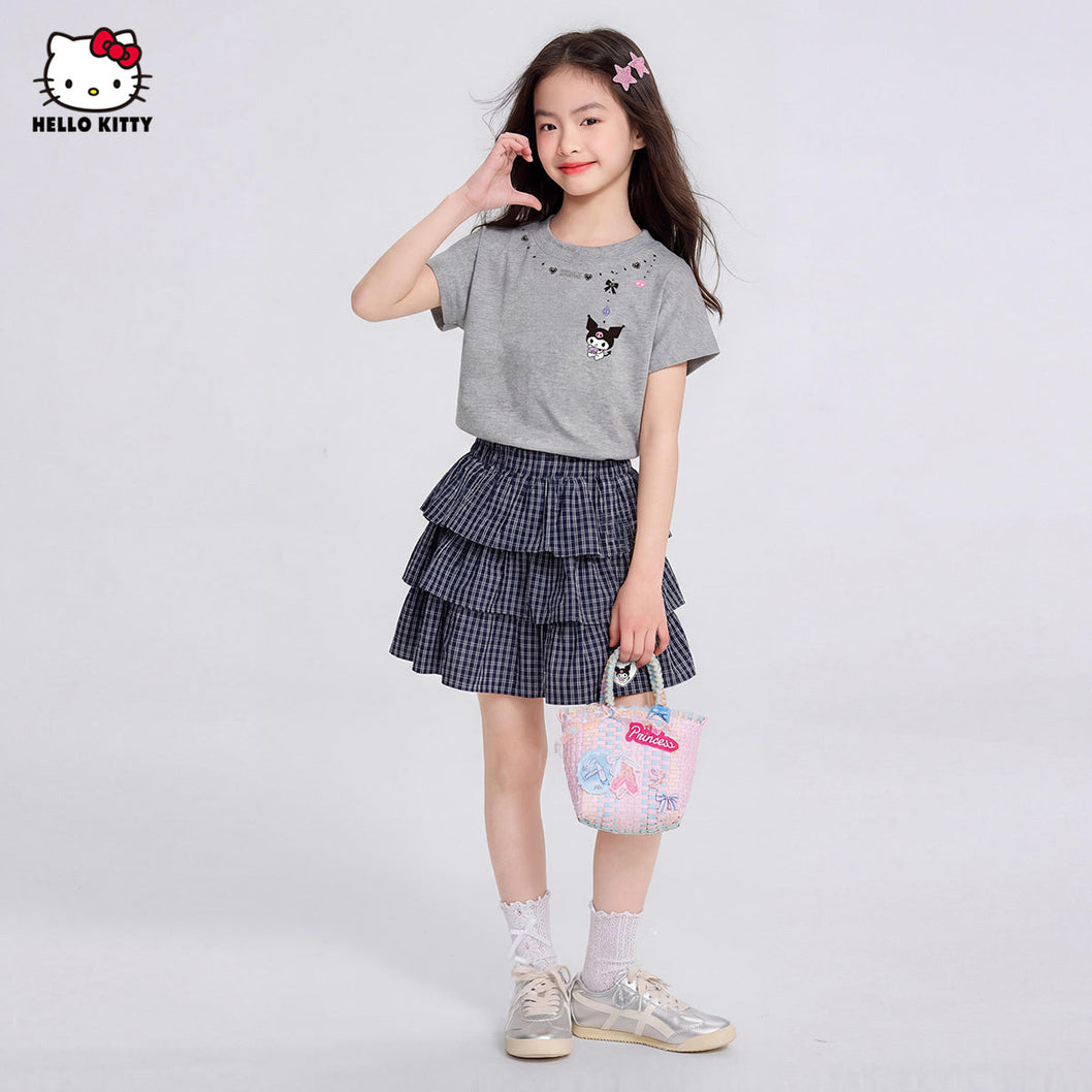 通気性に優れた 夏用 クルーネック Tシャツ+フリルスカート セットアップ n-313