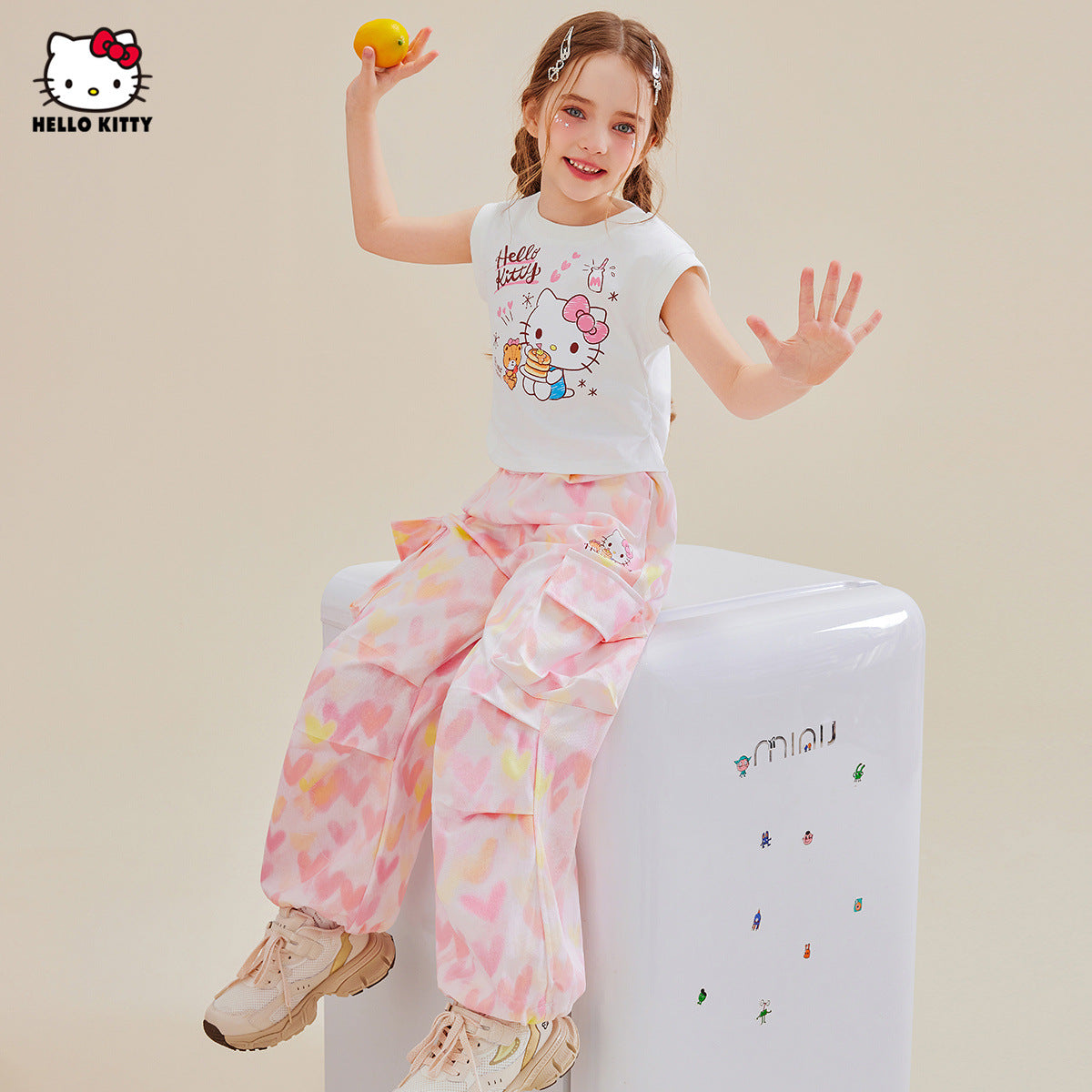 夏カジュアル かわいい プリント トップス+カジュアルパンツ セットアップ n-331