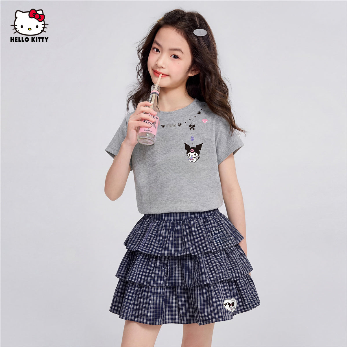 通気性に優れた 夏用 クルーネック Tシャツ+フリルスカート セットアップ n-313