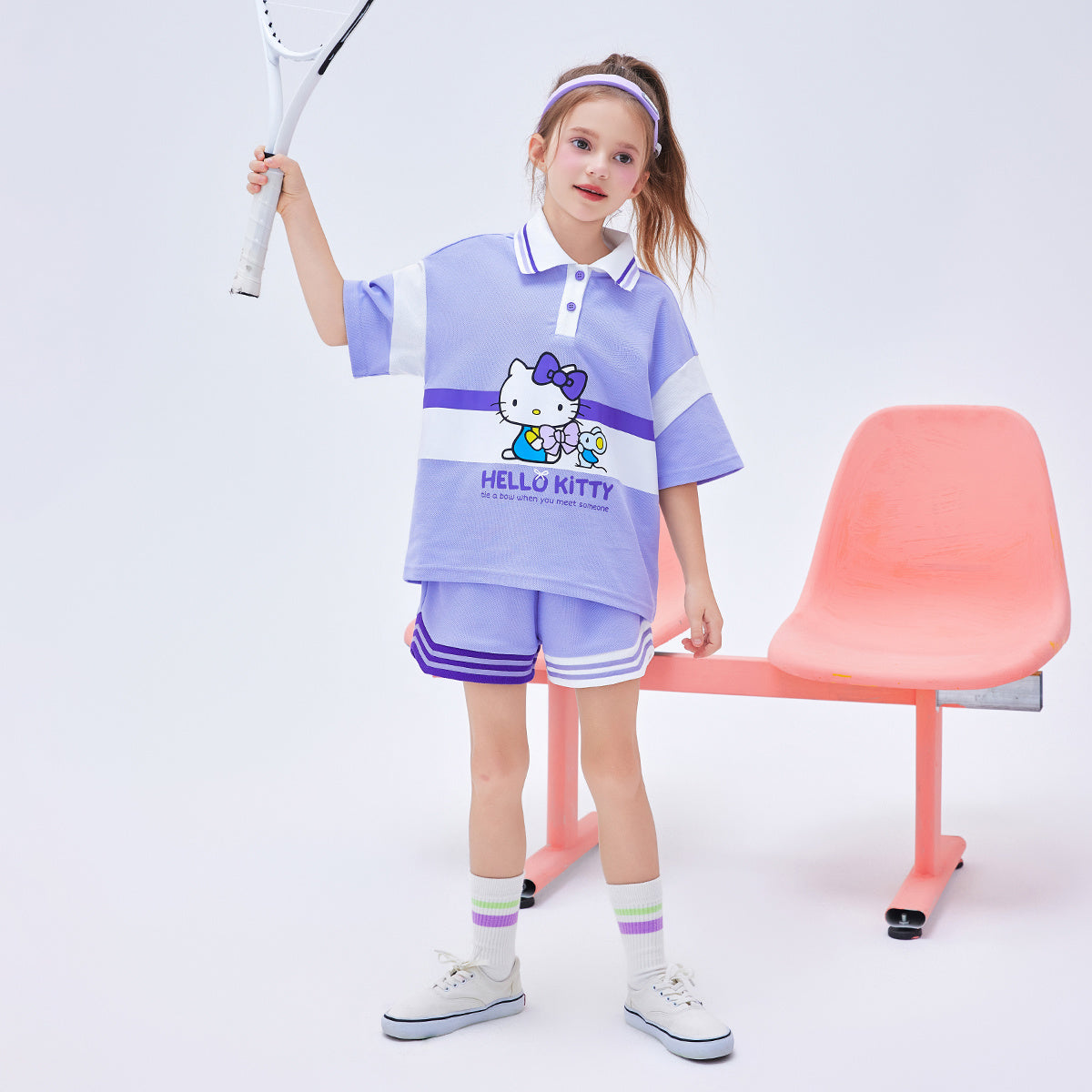 子供用 配色切替 半袖 ポロシャツ+ショーツ セットアップ n-103
