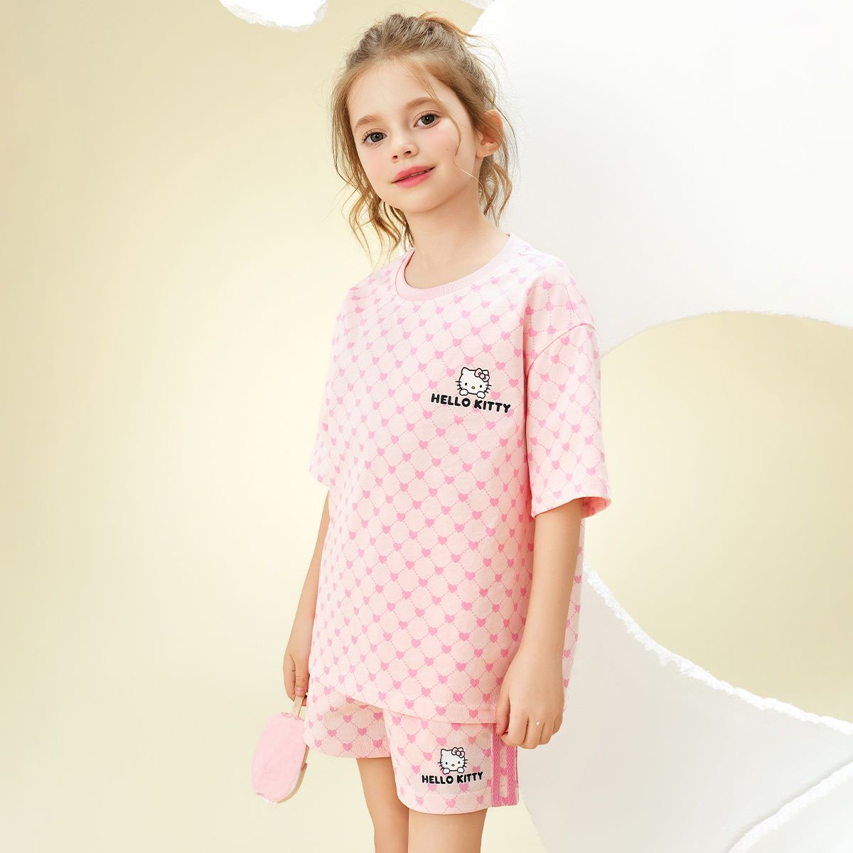 カジュアル派 総柄 半袖 トップス+ショーツ 子供服 セットアップ n-110