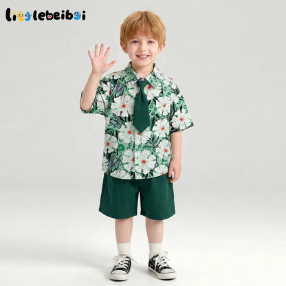 花柄 プリント トップス+ショートパンツ セットアップ n-185