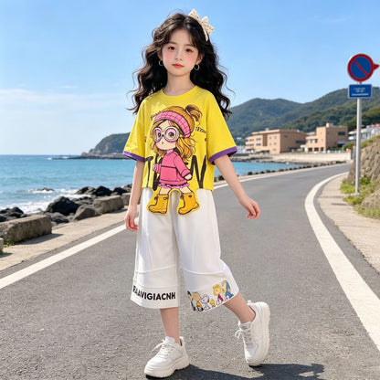 人気トレンド 可愛い プリント トップス+パンツ セットアップ n-219