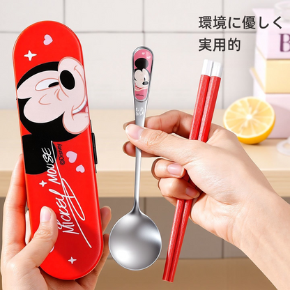 抗菌合金箸+ステンレススプーン 収納ケース付き 携帯食器セット C-204