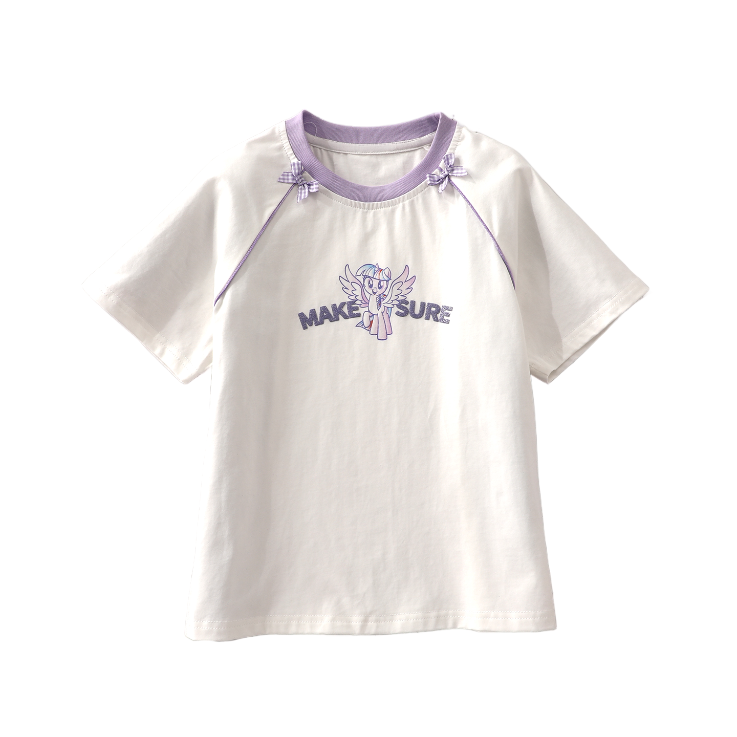 配色襟ライン プリント リボン Tシャツ n-122
