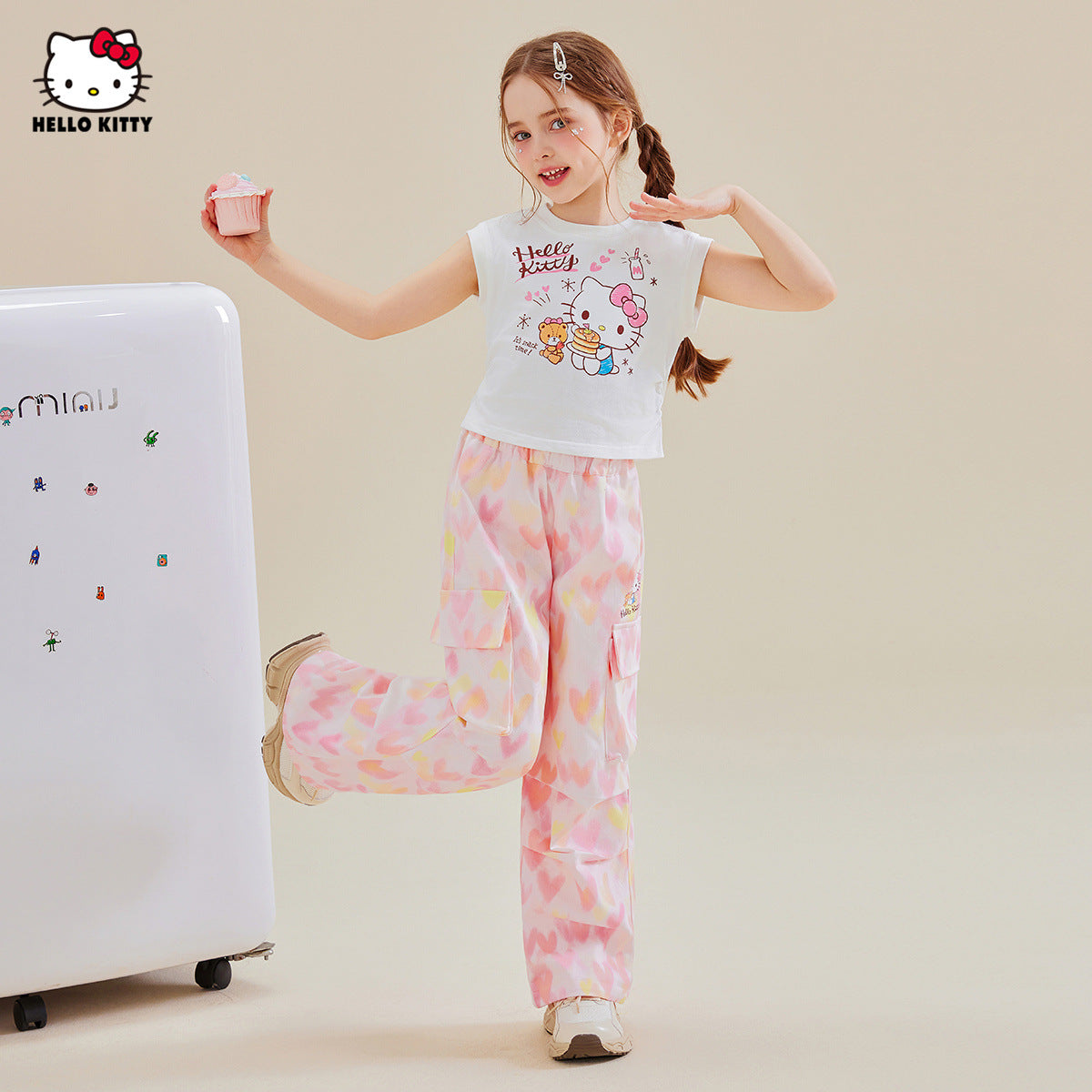 夏カジュアル かわいい プリント トップス+カジュアルパンツ セットアップ n-331