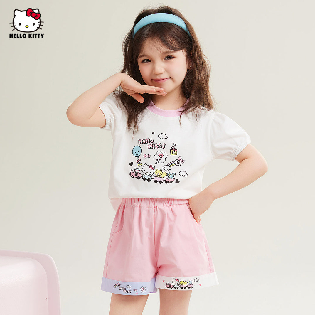 甘いピンク 配色 トップス+パンツ セットアップ n-347