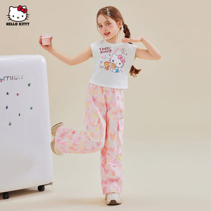 夏カジュアル かわいい プリント トップス+カジュアルパンツ セットアップ n-331