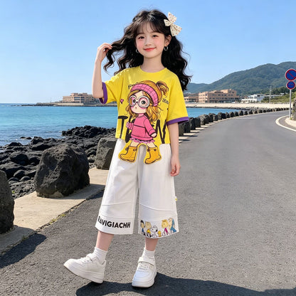 人気トレンド 可愛い プリント トップス+パンツ セットアップ n-219
